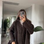 Brown knit half zip sweater