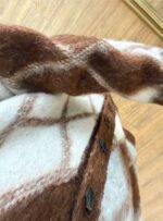 Soft oversized argyle cardigan in brown and white - Image 2