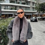 Grey jacket with fur collar