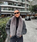 Grey jacket with fur collar