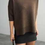 Brown short sleeve sweater