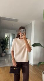 Off white short-sleeve sweater