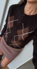 Dark brown knitted cardigan - Image 2