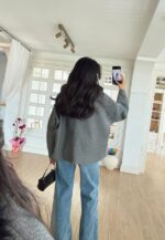 Grey jacket with fur collar - Image 3