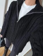 Black knit half zip sweater - Image 2