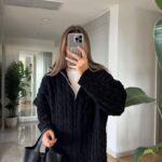 Black knit half zip sweater