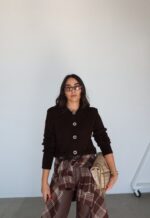 Brown cable knit cardigan