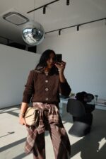 Brown cable knit cardigan - Image 2