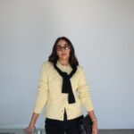 Yellow cable knit cardigan