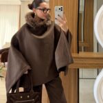 Brown wool poncho