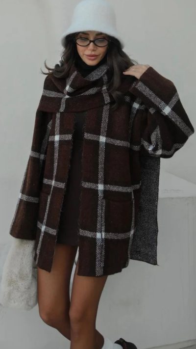Brown checkered coat