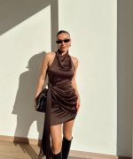 Brown satin dress
