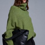 Green knit long sweater