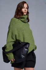 Green knit long sweater