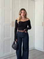 Black off shoulder top