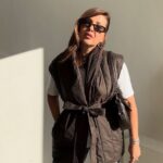 Brown padded vest with belt