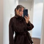 Brown jacket with high collar