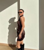 Brown satin dress - Image 2