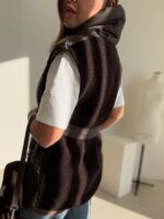 Brown padded vest with belt - Image 3