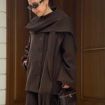 Brown jacket with scarf