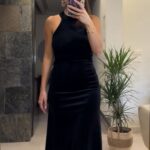 Black velvet long dress