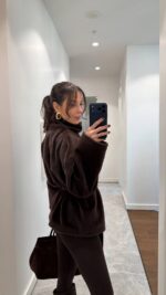 Brown jacket with high collar - Image 3