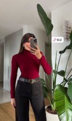 Burgundy cotton turtleneck