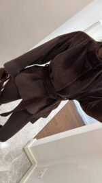 Brown jacket with high collar - Image 2