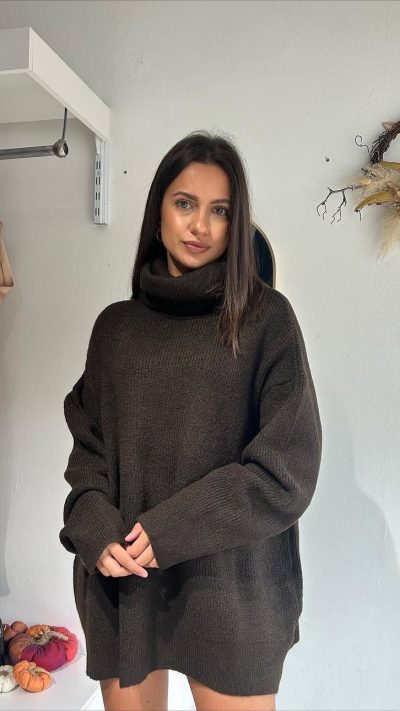 Brown knit long sweater