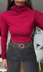 Burgundy cotton turtleneck - Image 2