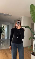 Black knit top