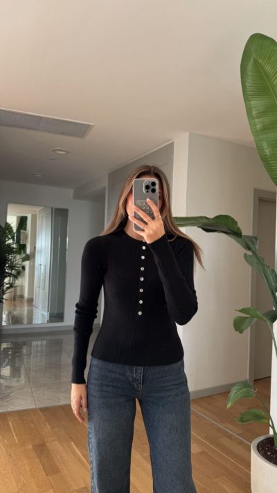 Black knit top