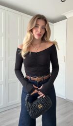 Black off shoulder top - Image 2