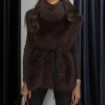 Dark brown faux fur vest