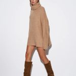 Beige knit long sweater
