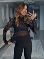 Black lace long sleeve top - Image 2