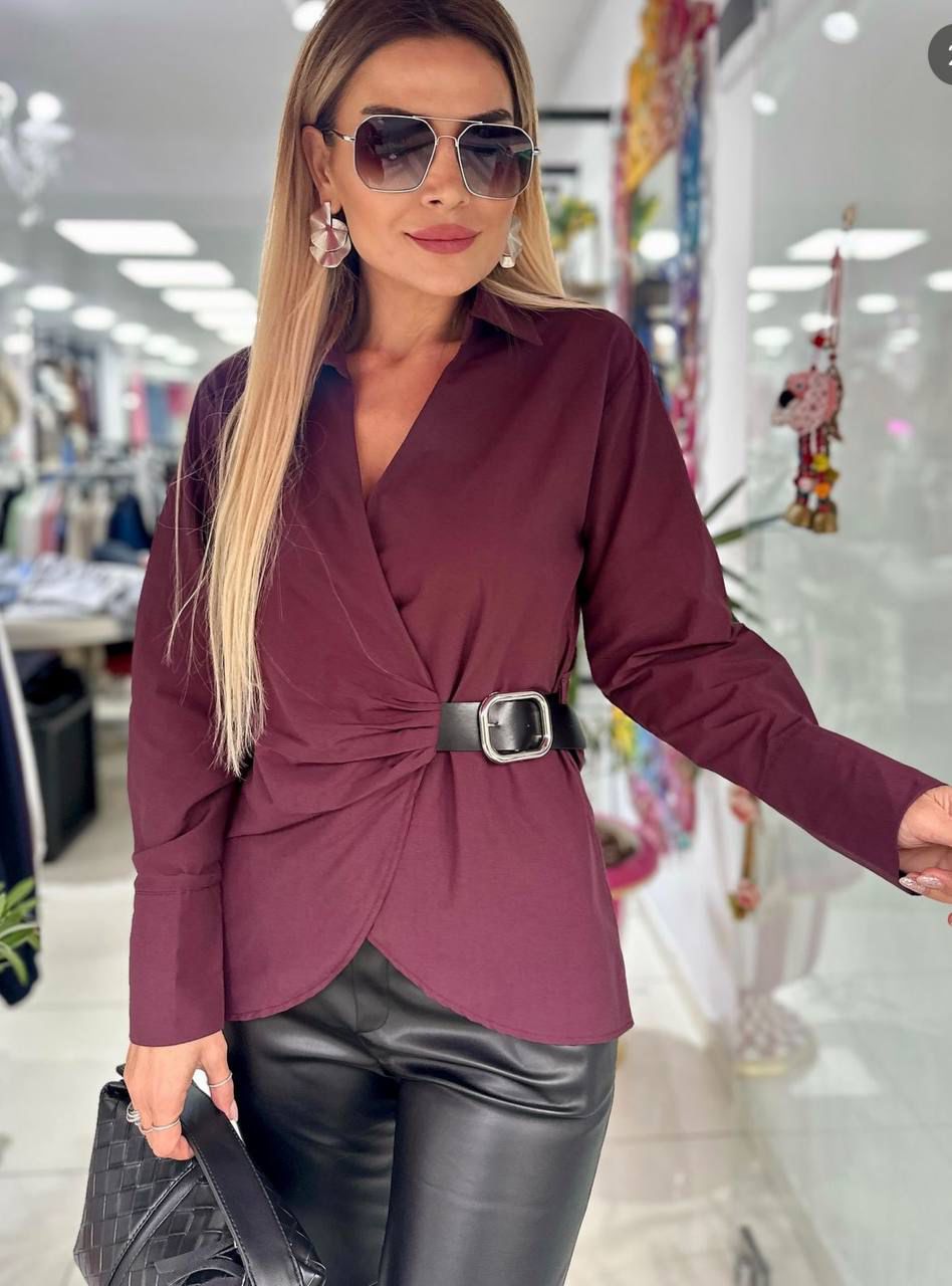 e271d165-c66b-4cd3-8c3b-355cac79be65 Burgundy poplin shirt - Image 1