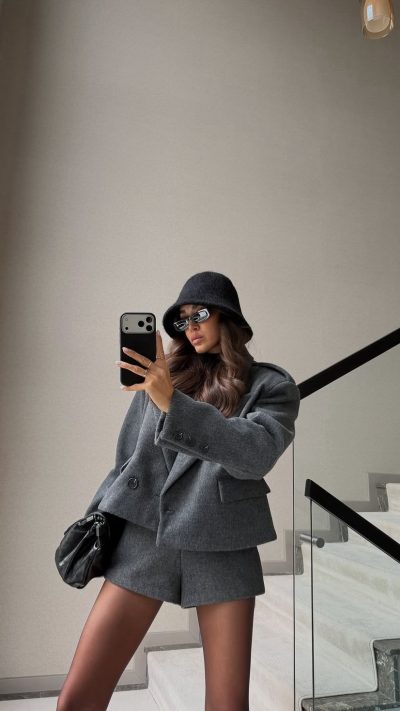 Grey set short and jacket