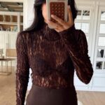 Brown lace top