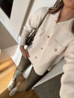 Off white knit cardigan with gold buttons - Image 2