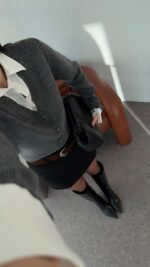 Women's Grey Button-Up Knit Cardigan - Image 3