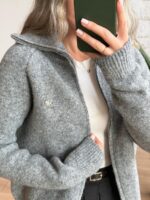 Zip-up wool blend jacket Grey - Image 2