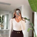 White V-Neck Long Sleeve Top