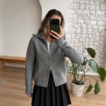 Zip-up wool blend jacket Grey