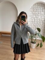 Zip-up wool blend jacket Grey