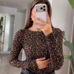 Leopard Print Long Sleeve Top