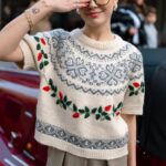 Beige Fair Isle Short Sleeve Sweater