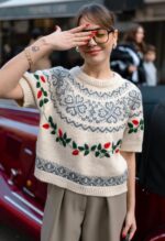 Beige Fair Isle Short Sleeve Sweater