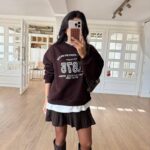 Brown Graphic Crewneck Sweatshirt