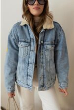 Light Wash Sherpa Lined Denim Jacket